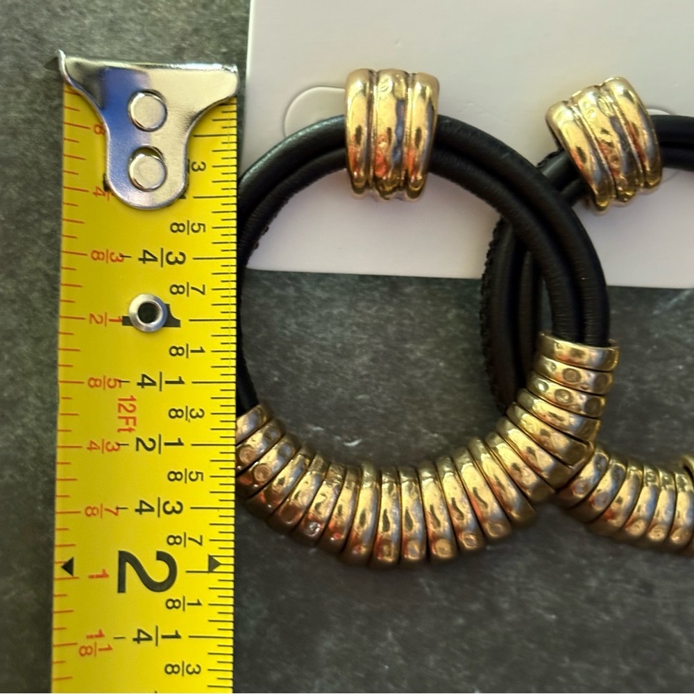 NWT Chico's Black Leather Earrings - Picture 8 of 8